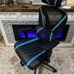 LIKE NEW**Eureka Ergonomic Aqua and Black gaming office chair