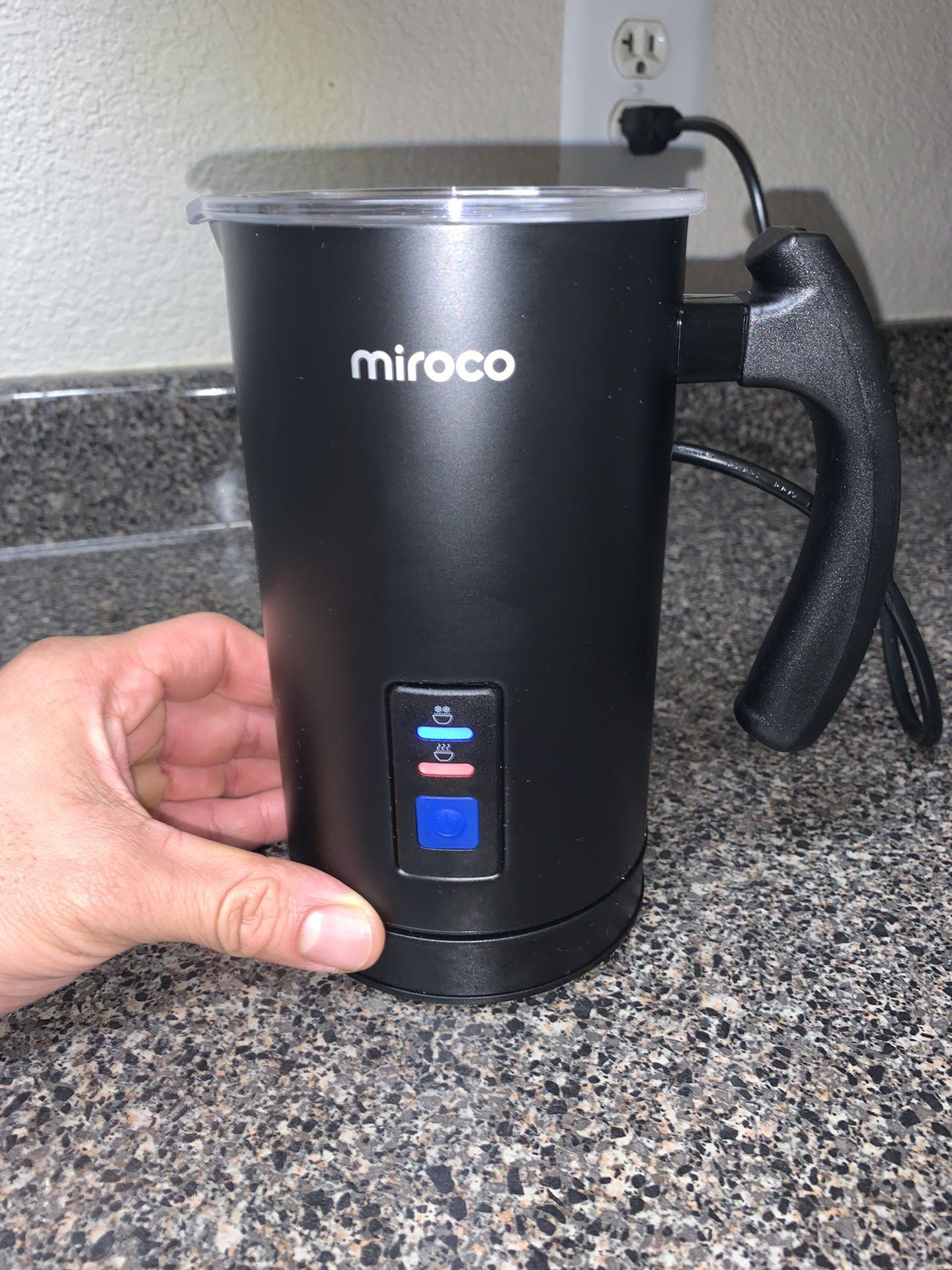 Miroco Milk Frother, Electric Milk Steamer Black Stainless Steel