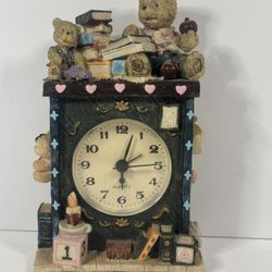 Qvartz Teddy Bear Couple & Toys Shelf Clock Resin/ Home Decoration
