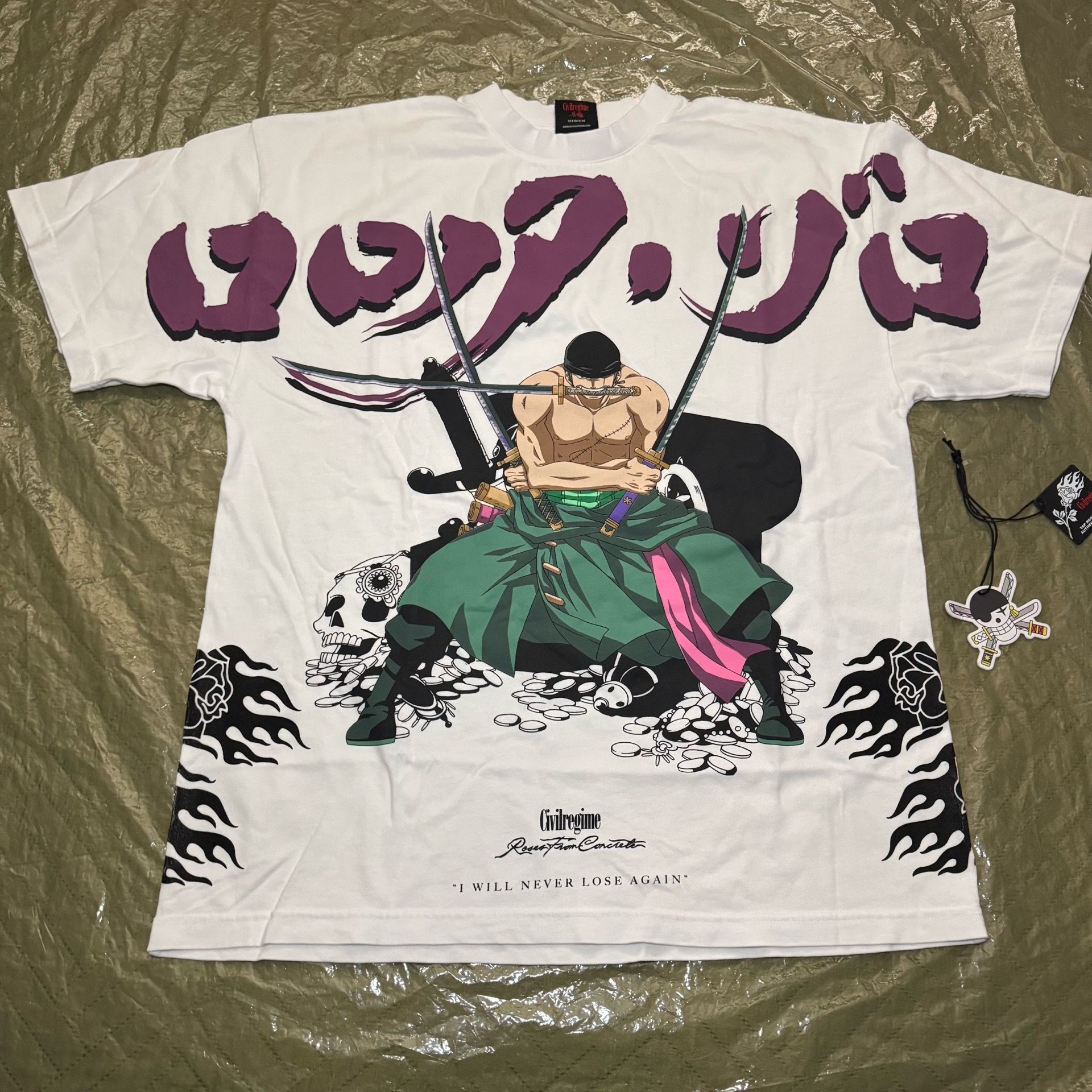 Civil Regime x One Piece Zoro Shirt - Size M