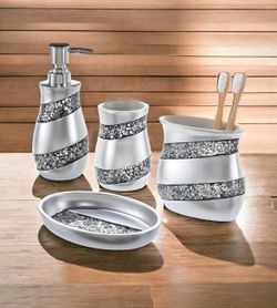 4 PIECE GLAM BATHROOM ACCESSORY SET