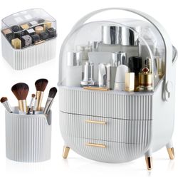 CANITORON Makeup Organizer,Skincare Organizer with 2 Drawers and Brush Storage Box