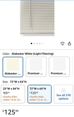 New 1” Cordless Vinyl Window Blind – 72” × 64” – Alabaster