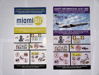 Safety Cards Miami Air Boeing 727-737