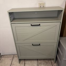 Green Wooden Shoe Rack Storage New 