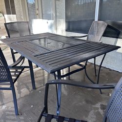 Outdoor Patio Table + 4 Chairs – Sturdy Metal Set - $50
