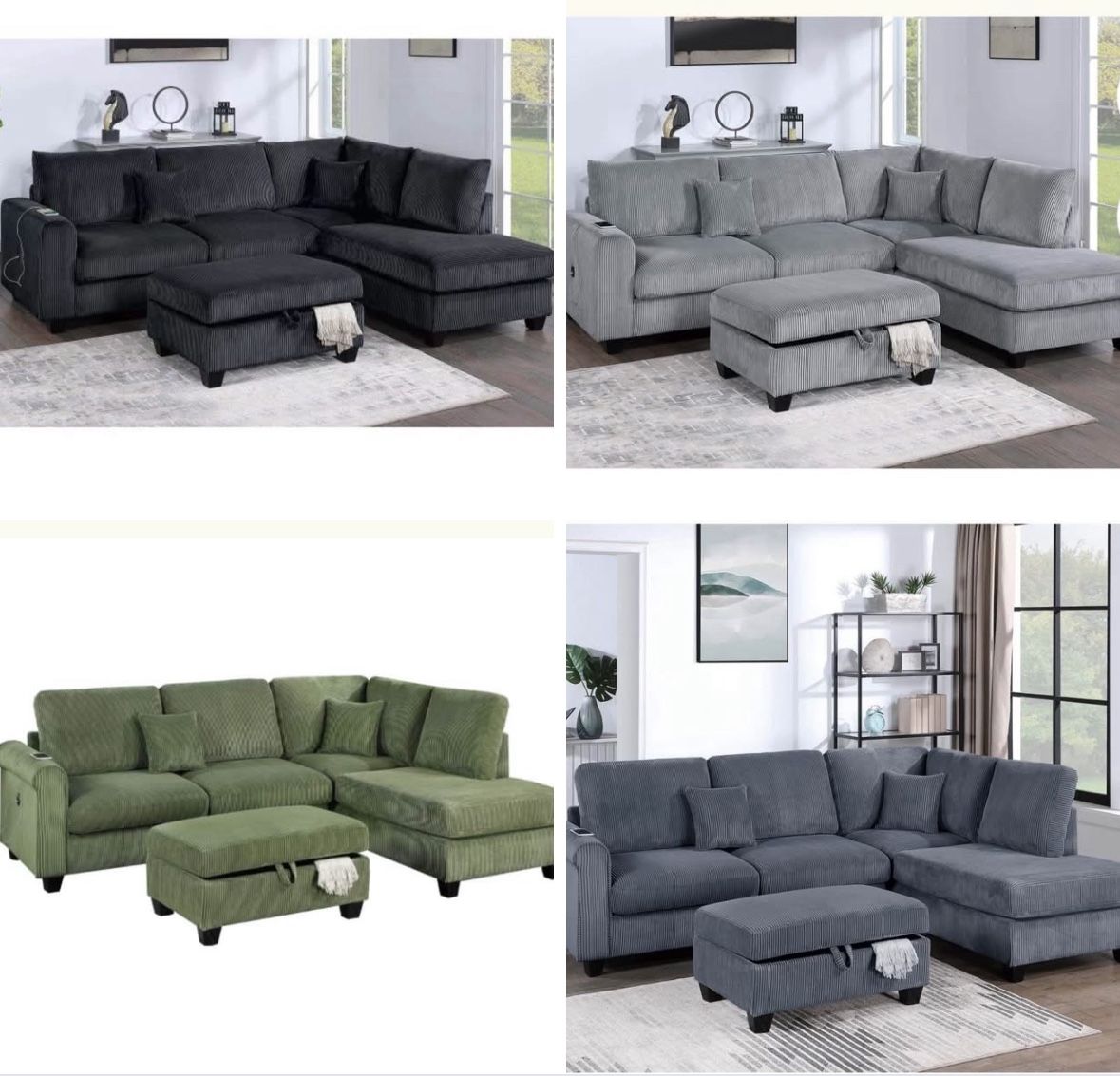 Sectional With Ottoman Set 