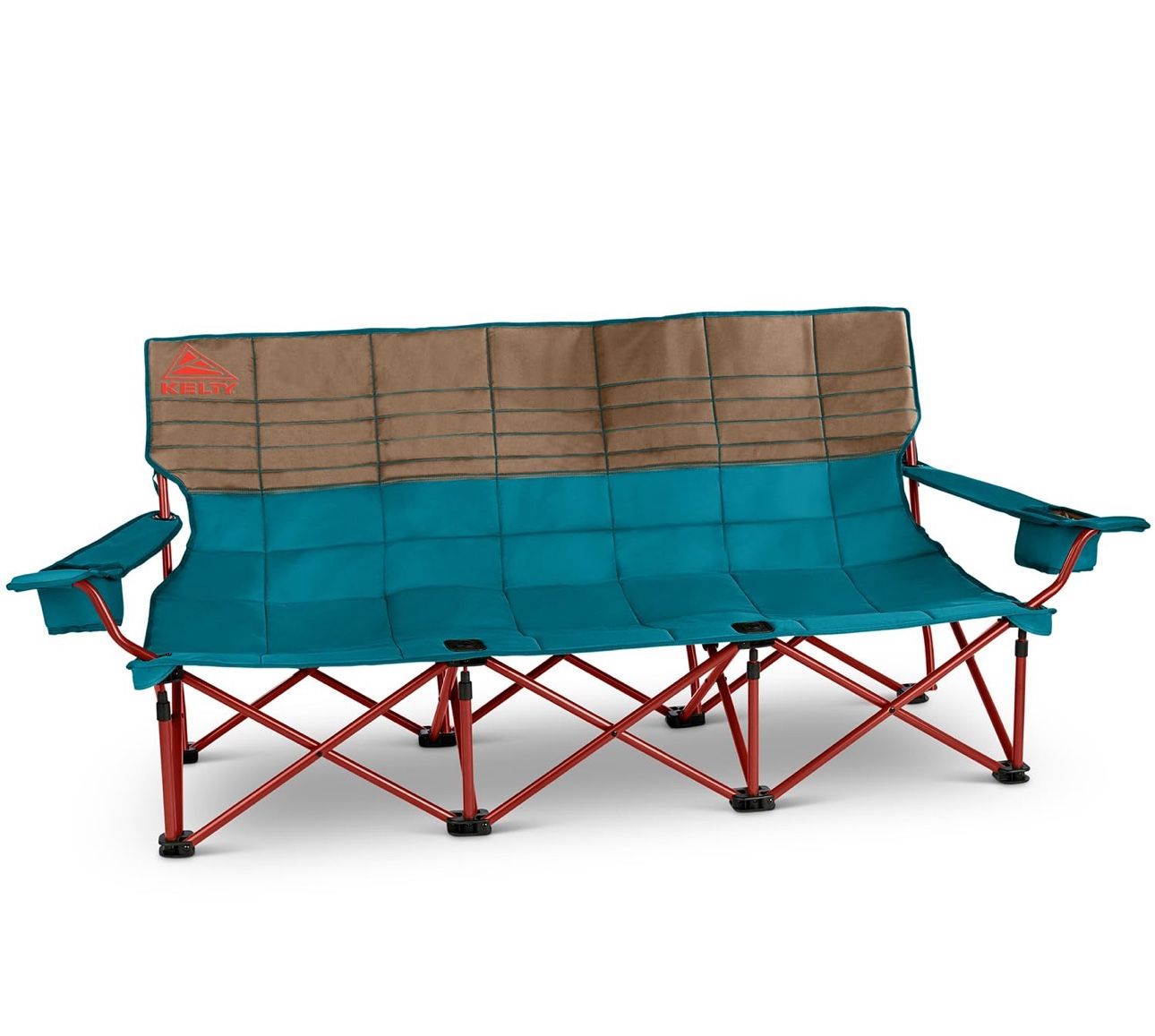 Kelty Lowdown Couch - 3 Person Capacity Camping Chair, Extra Large and Sturdy Bench for Campsites, Soccer Games, and Backyard Parties, with Cup Holder