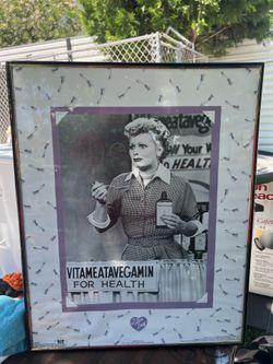 Vintage Framed poster of Lucille Ball in the iconic "Vitameatavegamin" episode