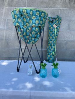 🍍 Collapsable Insulated Drink Tub / Cooler 🍍 + X2 Matching Pineapple Cups