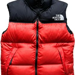 The North Face Men's Red/Black 700 Down Collared Full Zip Puffer Vest Size M