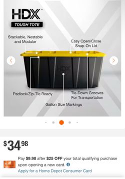 HDX 57 Gal. Tough Storage Tote in Black with Yellow Lid