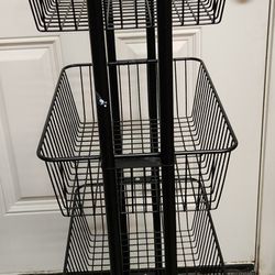Pair Of 4 Basket Rolling Racks-storage
