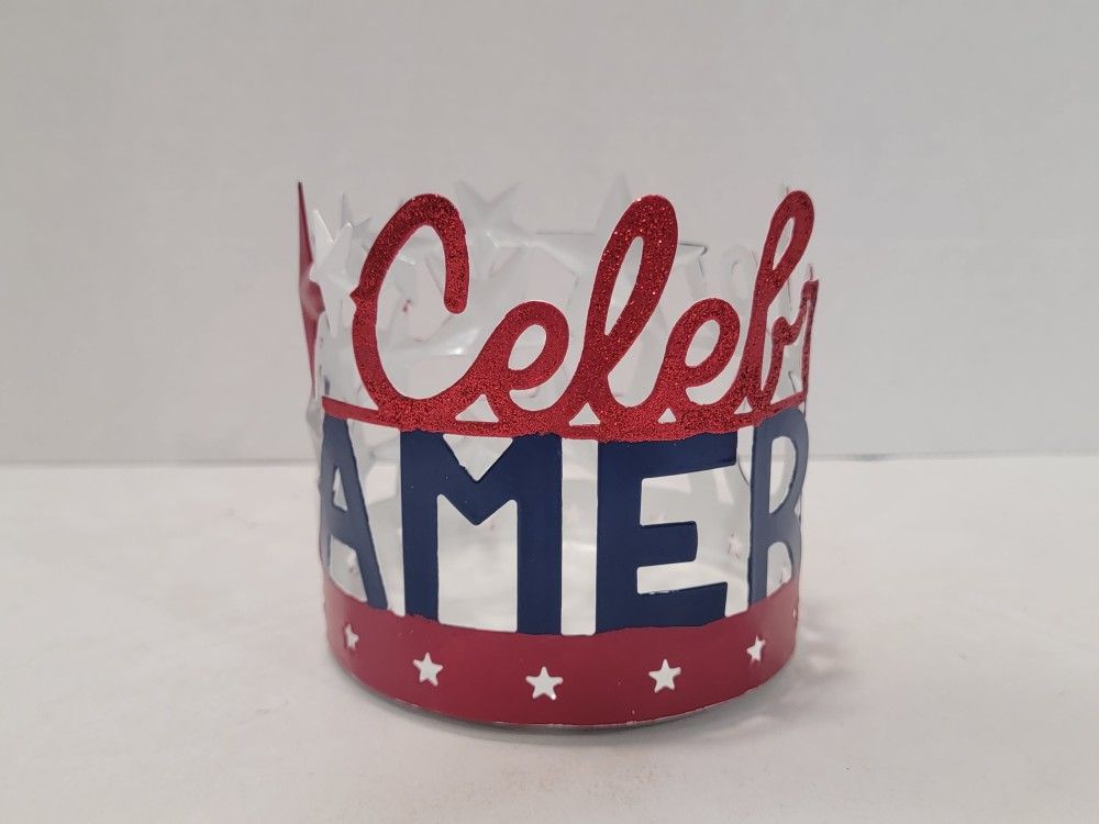 "Celebrate America" Celebrate Americana Together Large Jar Candle Holder