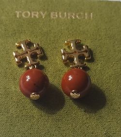 Tory Burch stone drop logo earrings