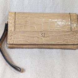 Kate Spade Croc Embossed Leather Wristlet Wallet