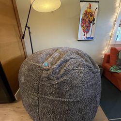 LoveSac MovieSac With Fuzzy Grey Cover 