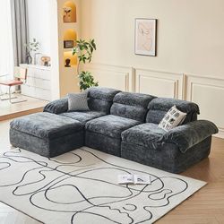 115.7" L Shaped Modular Sectional Sofa with Ottoman, Cloud Boneless Couch, Upholstered Sofa in a Box, Flexible Module Combination for Living Room, No