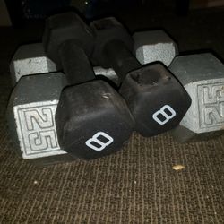 25 lbs and 8 lbs dumbbells