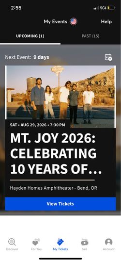 Mt. Joy tickets//BEND HAYDEN HOMES AMPITHEATER
