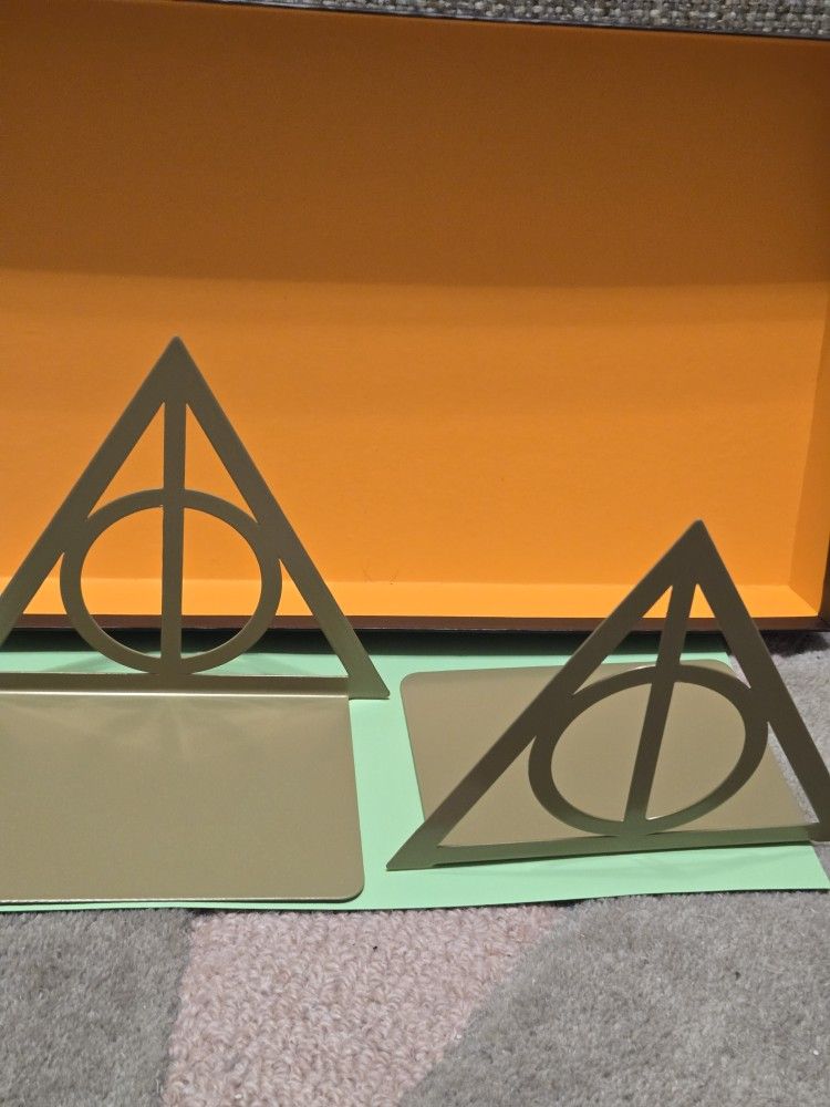 Harry Potter Deathly Hallows Bookends Metal Gold
