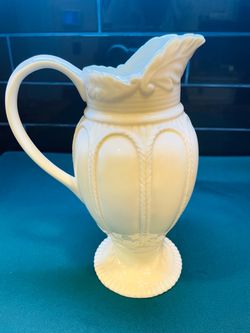 Beautiful vintage Twos Company creamy off white Grecian design pitcher