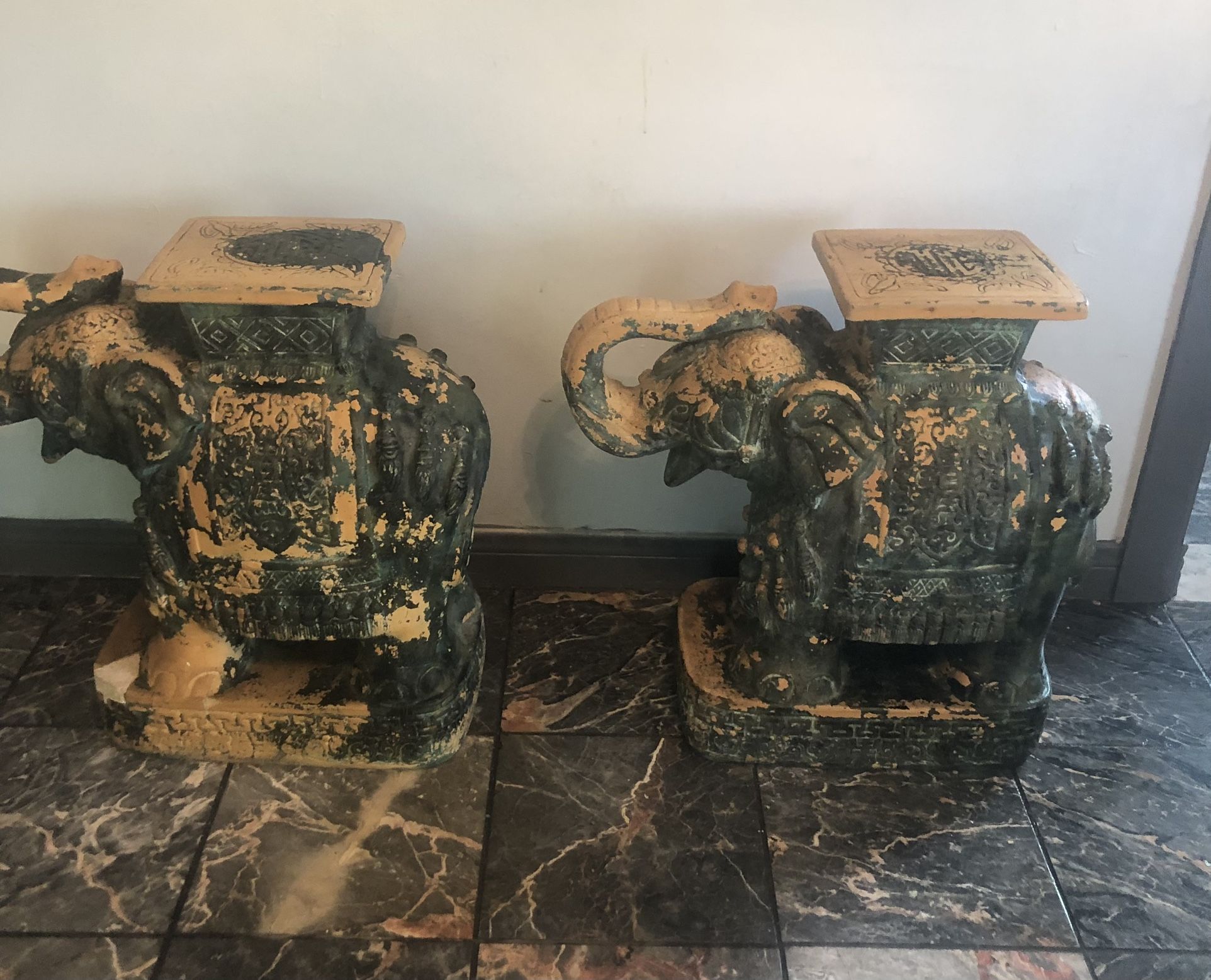 Vintage Ceramic Elephant Plant Stand- 24”Tall x 24”long x 10"wide 2