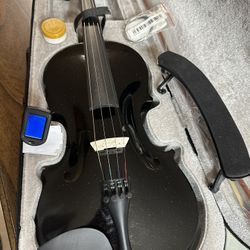 Beautiful Black 4/4 Violin with New Bow, Digital Tuner, Shoulder Rest, Extra Strings $160 Firm