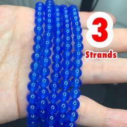 3 Strands per pack of Chalcedony Blue 6mm Loose Beads