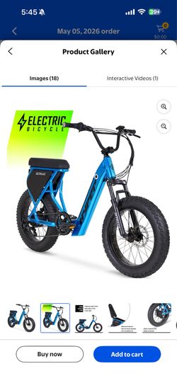 Hyper Bicycles 20" Ultra 40, 36V Electric Bike, Adult Ages 13+, 250W Motor, Blue