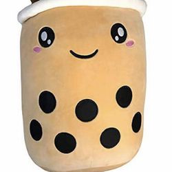 VHYHCY Cute Stuffed Boba Plush Bubble Tea Plushie Pillow Milk Tea Cup Pillow Food Plush, Soft Kawaii Hugging Plush Toys Gifts for Kids(Brown, 
