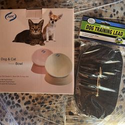 New Adjustable Dog/cat Bowl And Training Leash