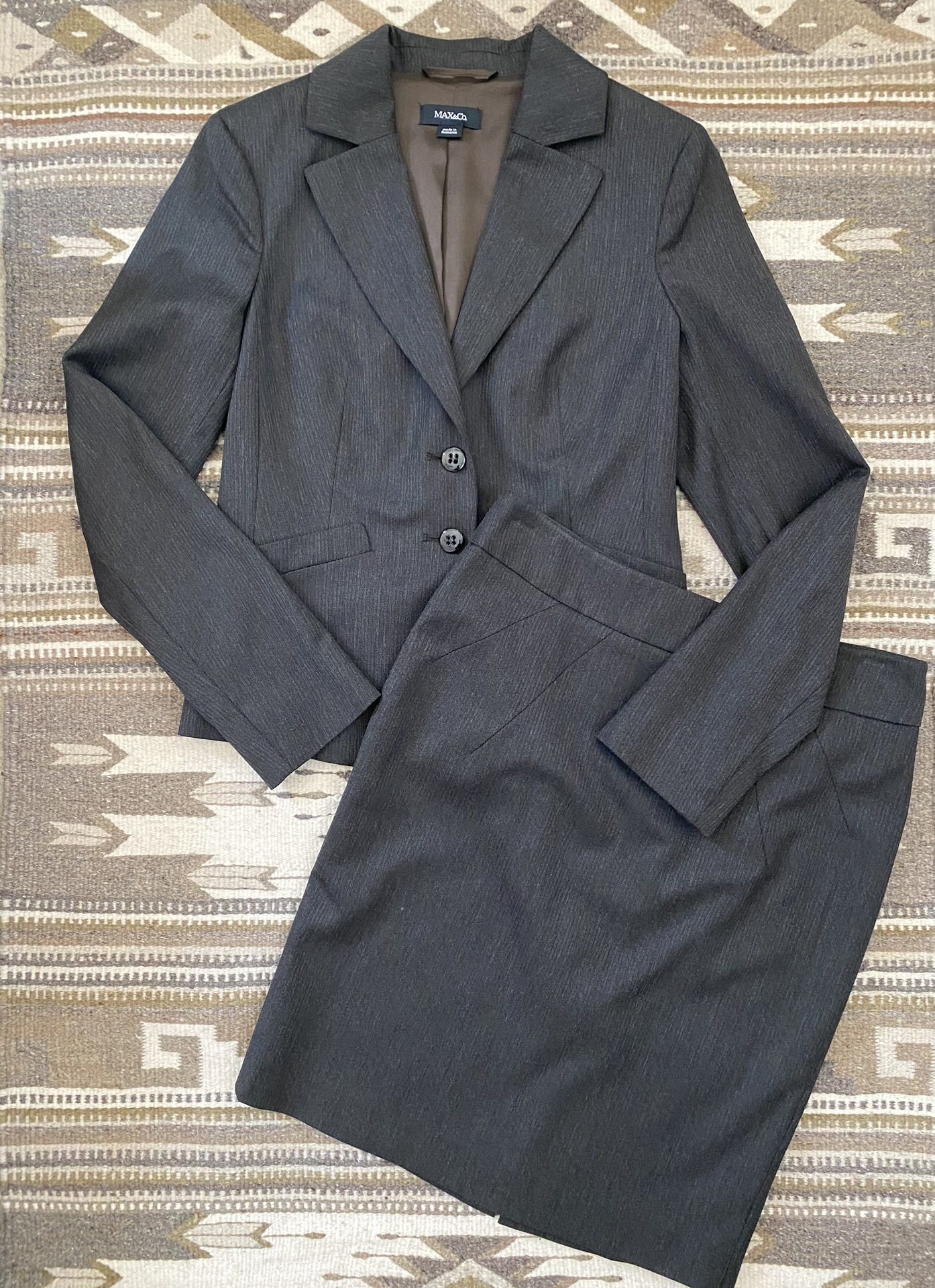 MAX & CO Women’s Brown Skirt Suit Wool Blend Size 4