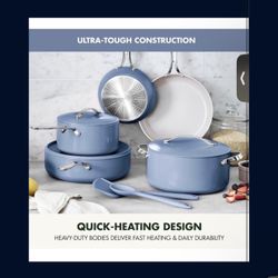 GreenPan Nova 10-Piece Cookware Pots and Pans Set, Oprah’s Favorite Things 2024, PFAS-Free Ceramic Nonstick, Fry, Sauté, Stockpot, Utensils, Lids, Ind