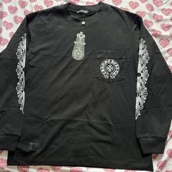 Chrome Hearts black long sleeve shirt with white accents