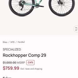 Mountain Bike - SPECIALIZED Rockhopper Comp 29