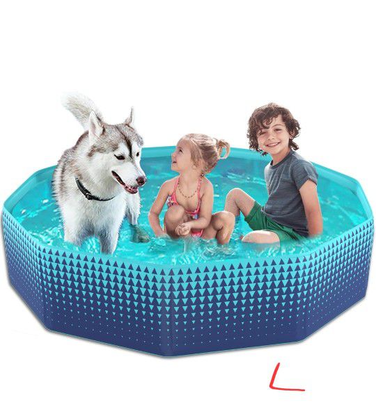 New Foldable Dog Kiddie Pool - Hard Plastic Kids Paddling Pool Toddler Baby Swimming Pool for Backyard Collapsible Whelping Box Pet Doggie Cats Wading