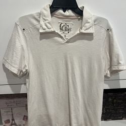 GUESS Men’s Shirt – White with Button Collar – Size S