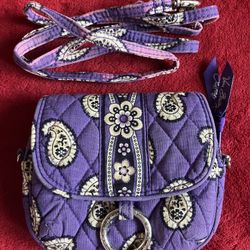 Vera Bradley shoot from the hip in Simply Violet PURPLE PAiSLEY SMALL 6"L x 5"H PURSE BAG POUCH With BELT LOOP 