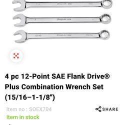 Snap on 4 PC SAE Wrench set