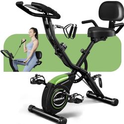 Caromix Folding Exercise Bike, 4 in 1 Black And Green 