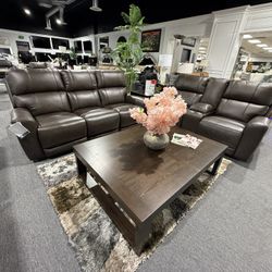 2 Pc Power Recliner Sofa And Loveseat Real Leather Financing Available 