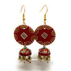 Handmade Designer Art Jewelry - Ethnic Jhumka Earrings- Gloss Finish
