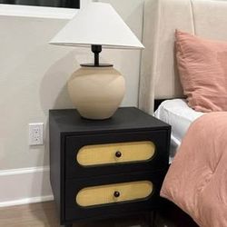 Solid Wood Rattan Bedside Table Set of 2-New！