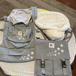 Ergo Baby Carrier With Newborn Insert And Diaper Changing Bag