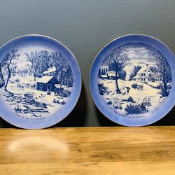 Set Of 2 Currier & Ives Vintage Collector Plates