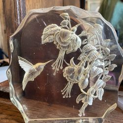 Vintage Bradford Exchange ‘Dawn’s Radiance’ paperweight hummingbird with flowers 1st issue in Morning’s light series limited edition 