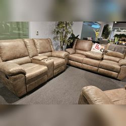2 Pc livingroom reclining sofa and loveseat set (chair sell seperately)
