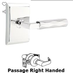 Passage Tribeca Right Handed Lever with L-Square Stem and Neos Rose in Polished 