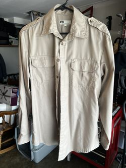 Tan Long Sleeve Utility Shirt, Large 